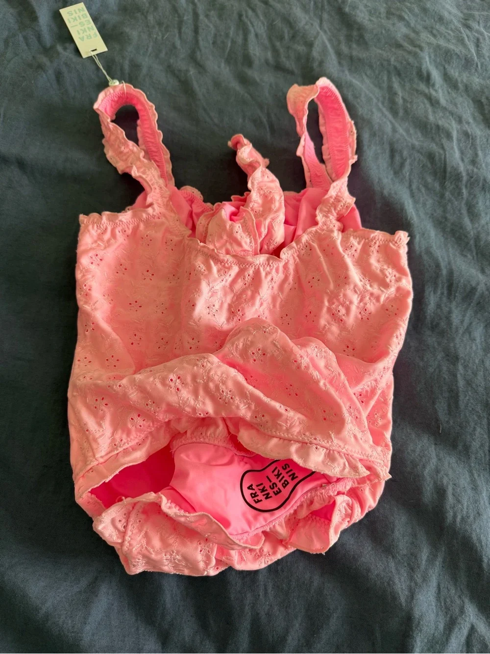 Frankie's Bikinis Pink Lucia Eyelet One-Piece Swimsuit large new nwt w liner